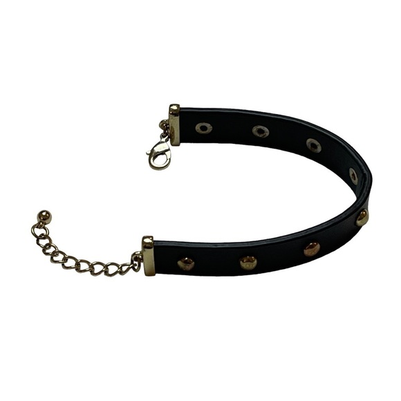 Dark Brown Leather Studded Bracelet with Adjustable Length Clasp Closure - Picture 9 of 10